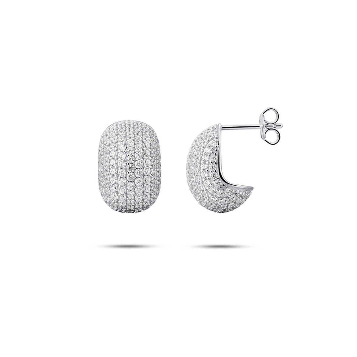 Gisser Sterling Silver Cubic Zirconia Pave Statement Stud Earrings