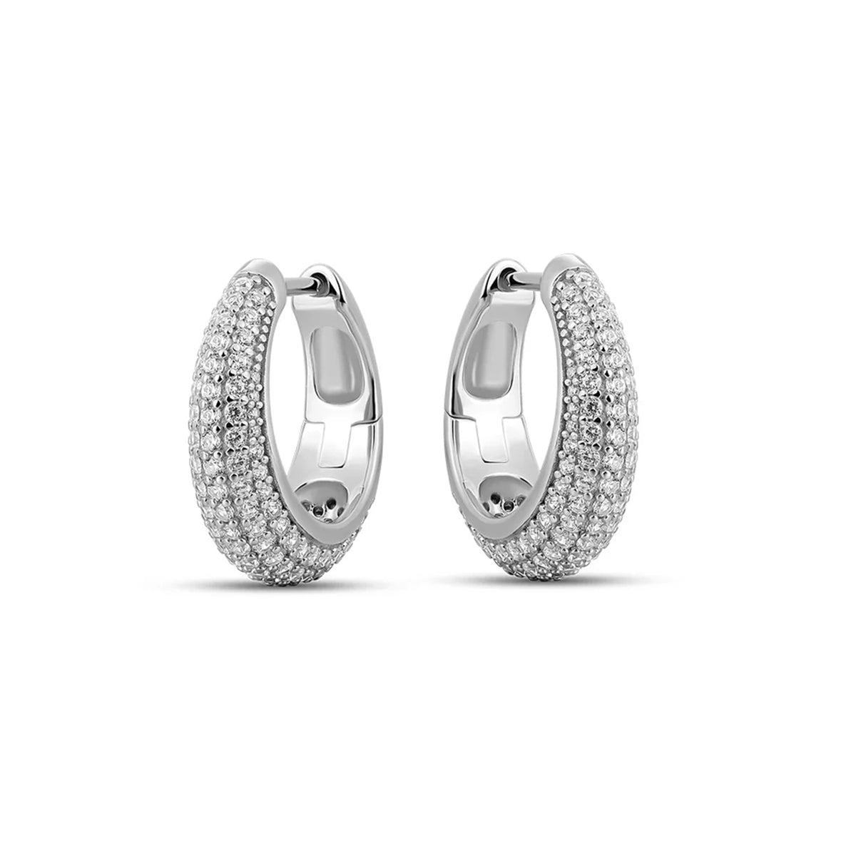 Gisser Sterling Silver Cubic Zirconia Tapered Hoops