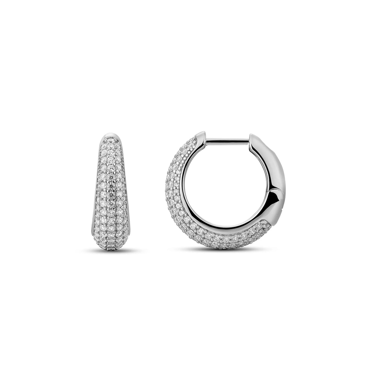 Gisser Sterling Silver Cubic Zirconia Tapered Hoops
