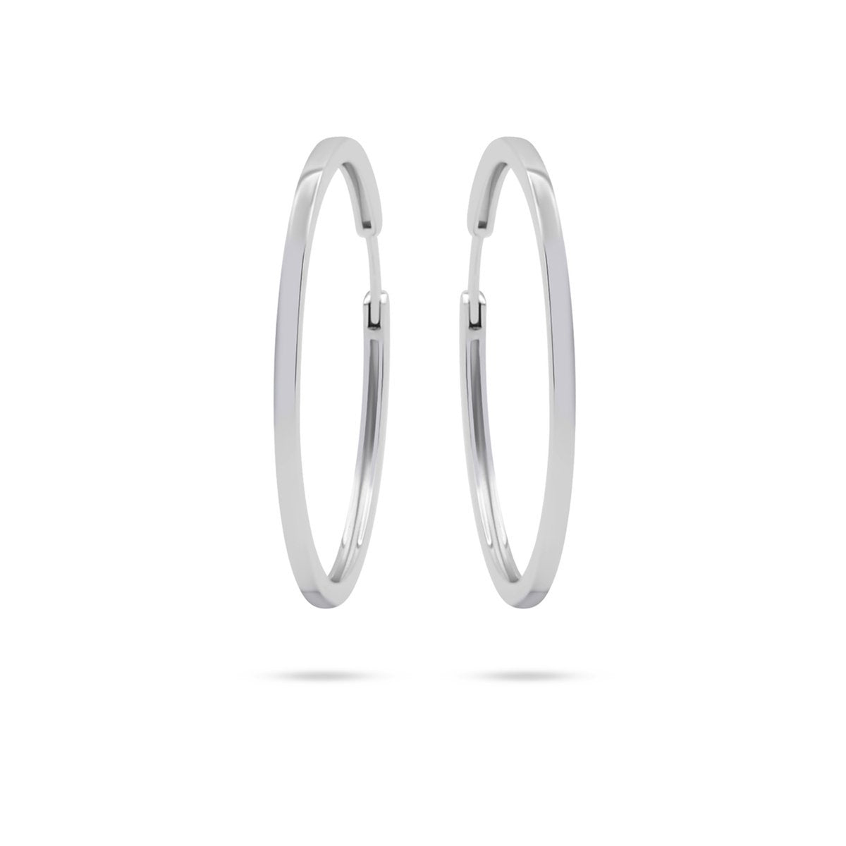 Gisser Sterling Silver Square Tube 40mm Hoop Earrings