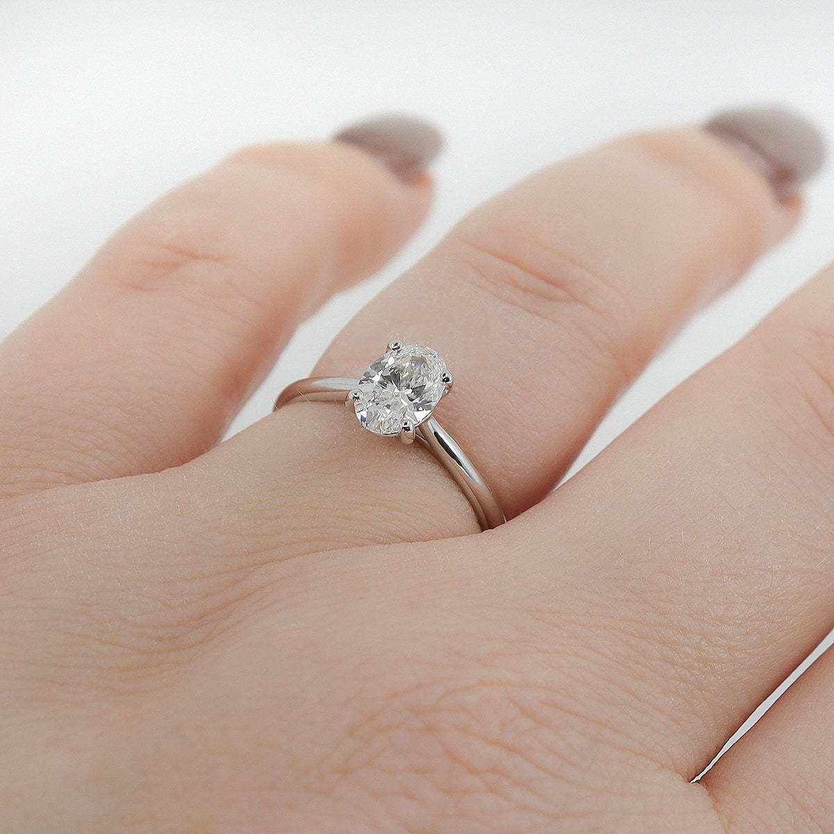 9ct White Gold Lab Grown Oval 1.03ct Diamond Solitaire Ring