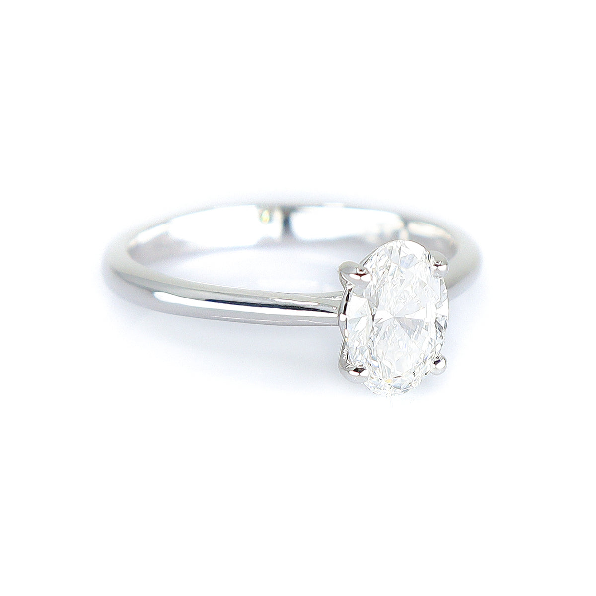 9ct White Gold Lab Grown Oval 1.03ct Diamond Solitaire Ring