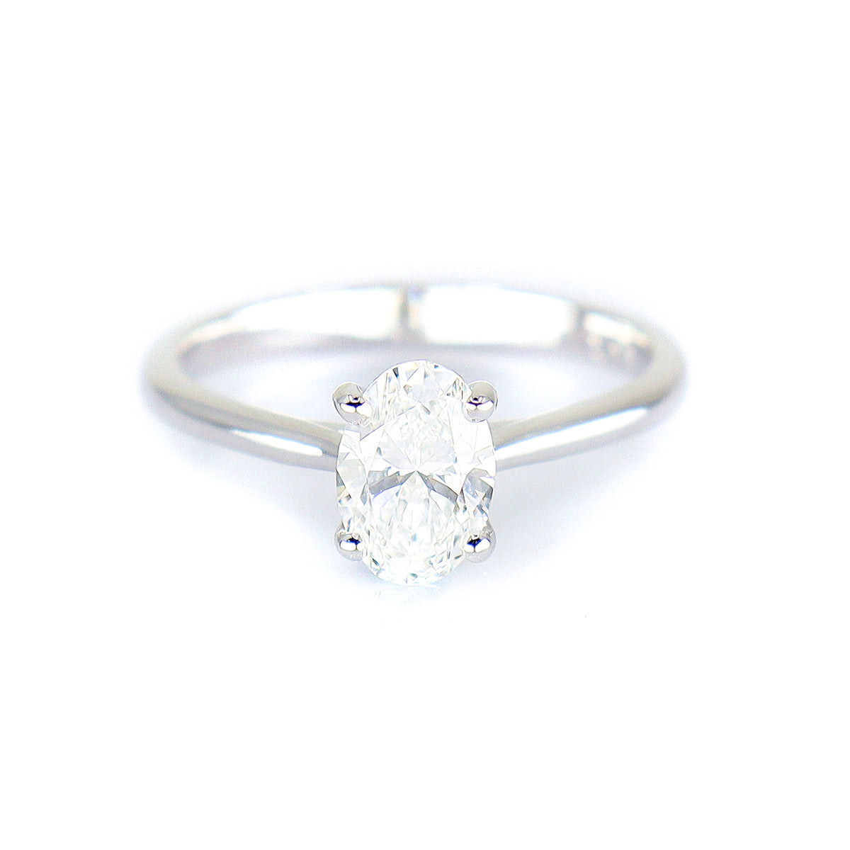 9ct White Gold Lab Grown Oval 1.03ct Diamond Solitaire Ring