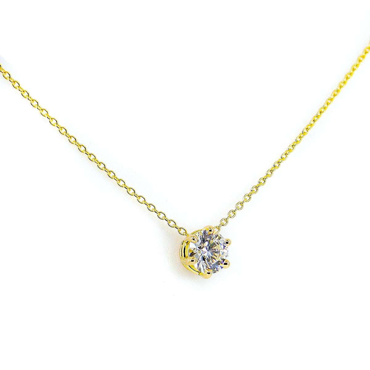 18ct Yellow Gold 1.00ct Lab Grown Round Brilliant Cut Diamond Solitaire Pendant & Chain