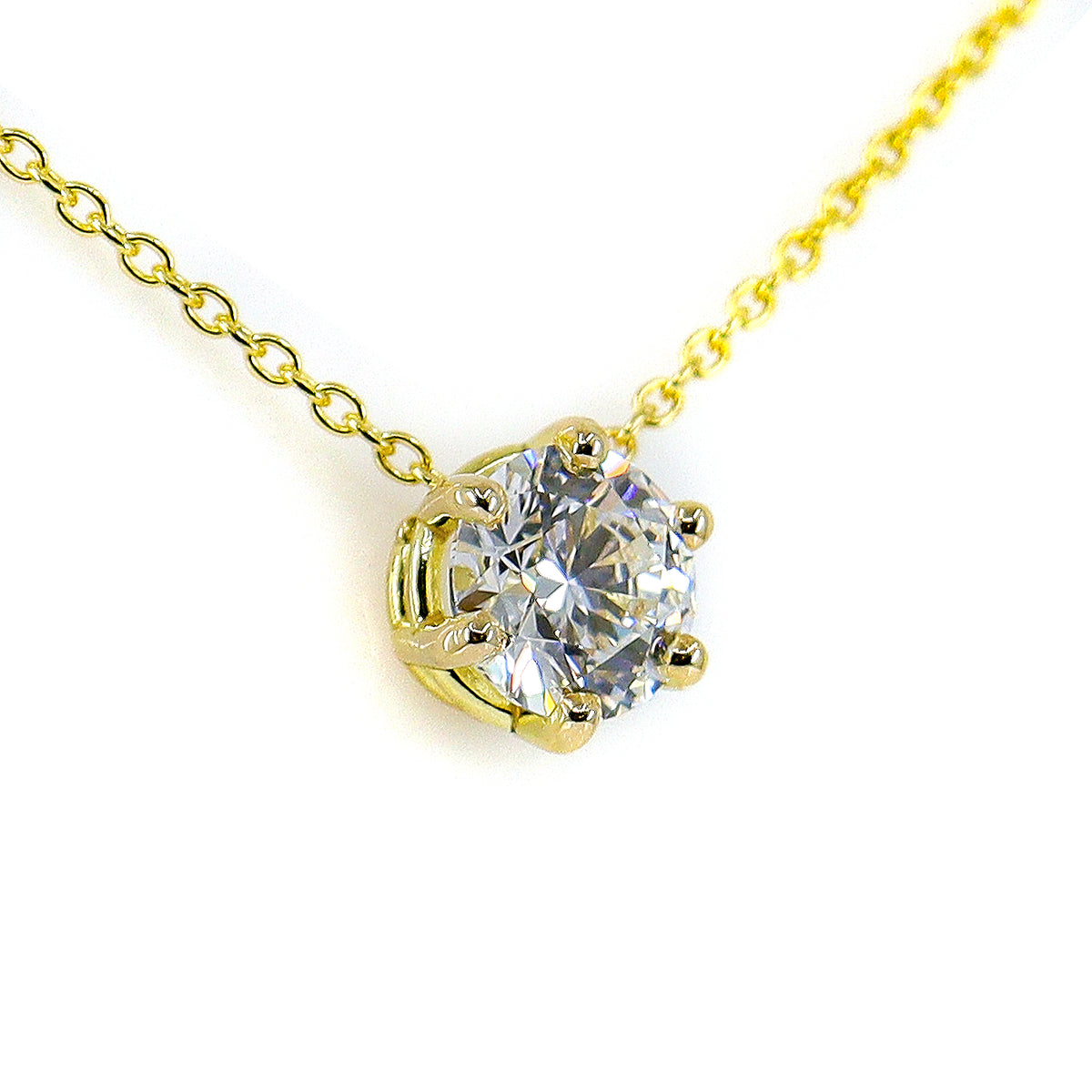 18ct Yellow Gold 1.00ct Lab Grown Round Brilliant Cut Diamond Solitaire Pendant & Chain