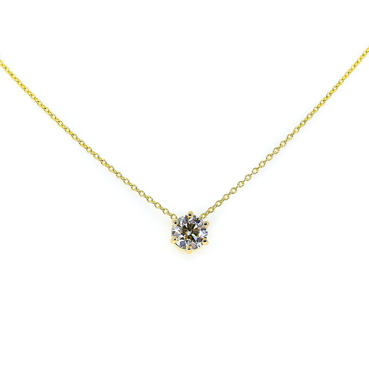 18ct Yellow Gold 1.00ct Lab Grown Round Brilliant Cut Diamond Solitaire Pendant & Chain
