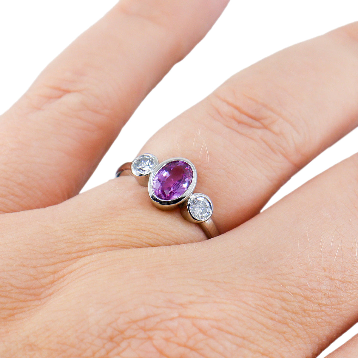 Pre-Owned Platinum Pink Sapphire & Diamond Ring