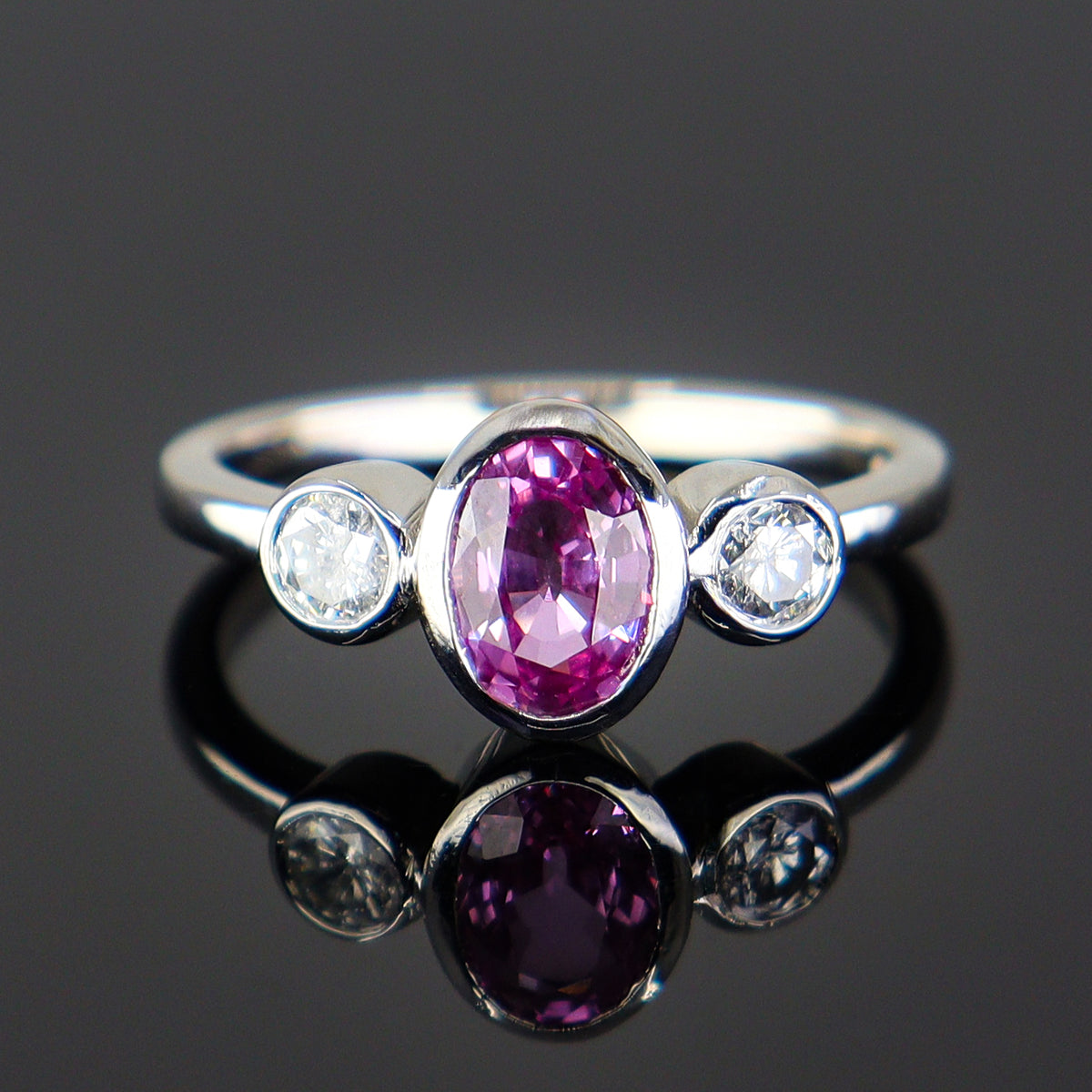 Pre-Owned Platinum Pink Sapphire & Diamond Ring