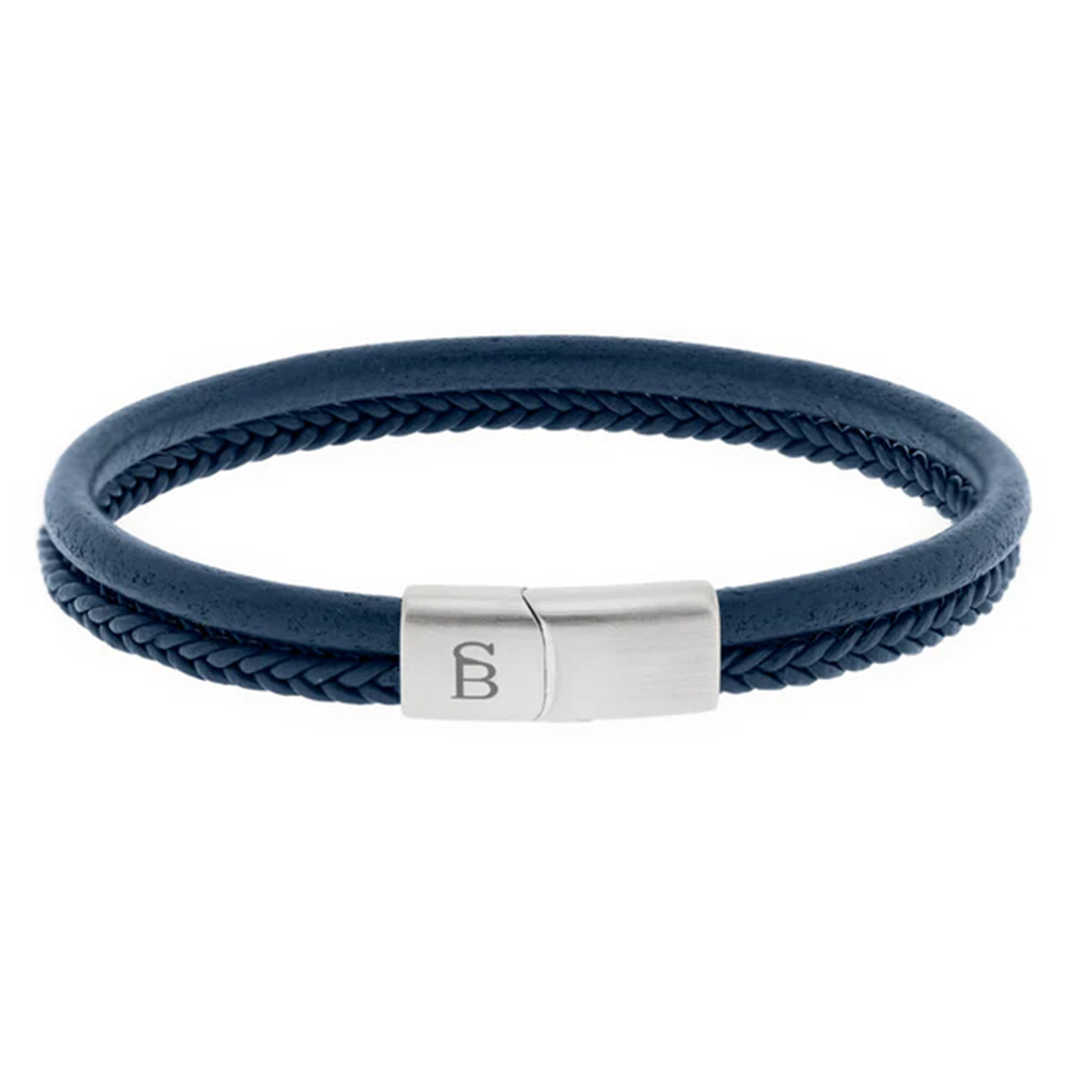 Steel & Barnett Denby Jeans Blue Leather Two Row Bracelet - Large