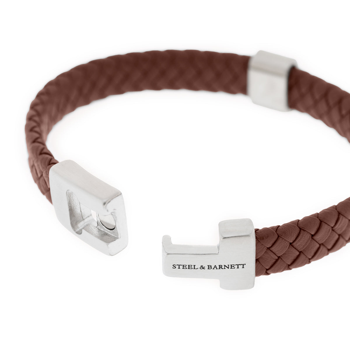 Steel & Barnett Harrison Woven Brown Leather Bracelet - Large