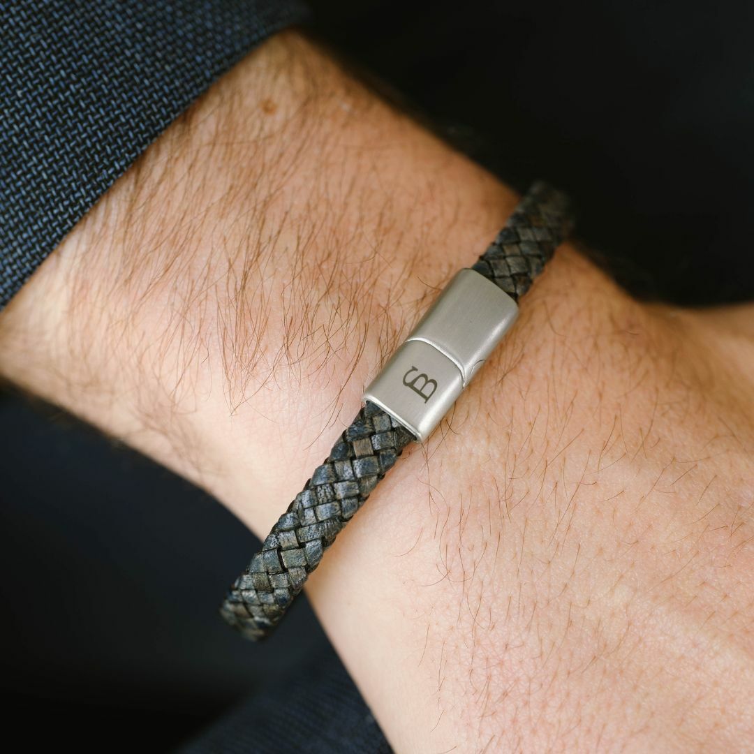 Steel & Barnett Riley Blue Marine Leather Bracelet - Small