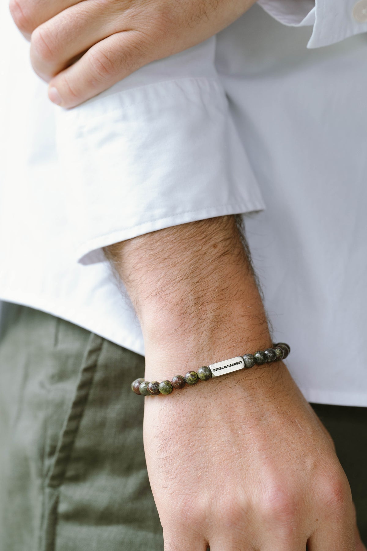 Steel & Barnett Natural Ned 6mm Dragon Blood Bead Bracelet - Small