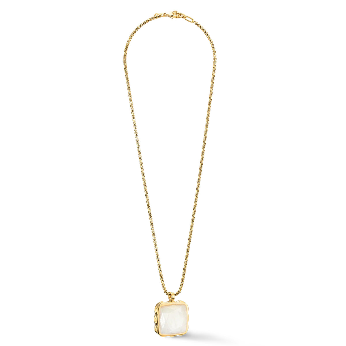 Coeur de Lion Amulet Spikes Square White Jade Necklace