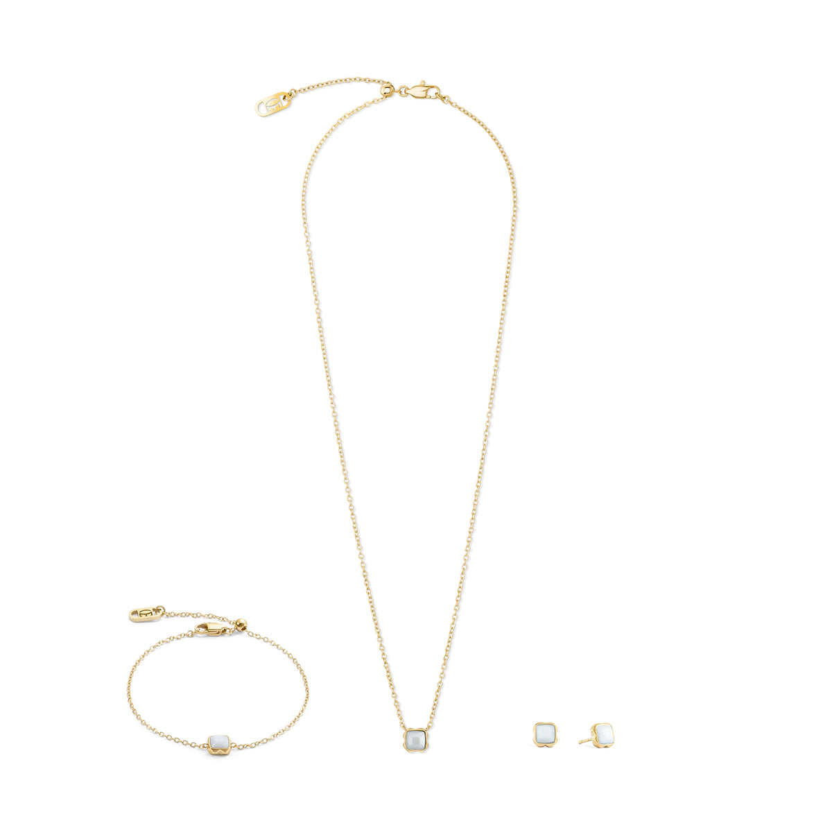 Coeur de Lion White Quartz Gold Plated Stud Earrings