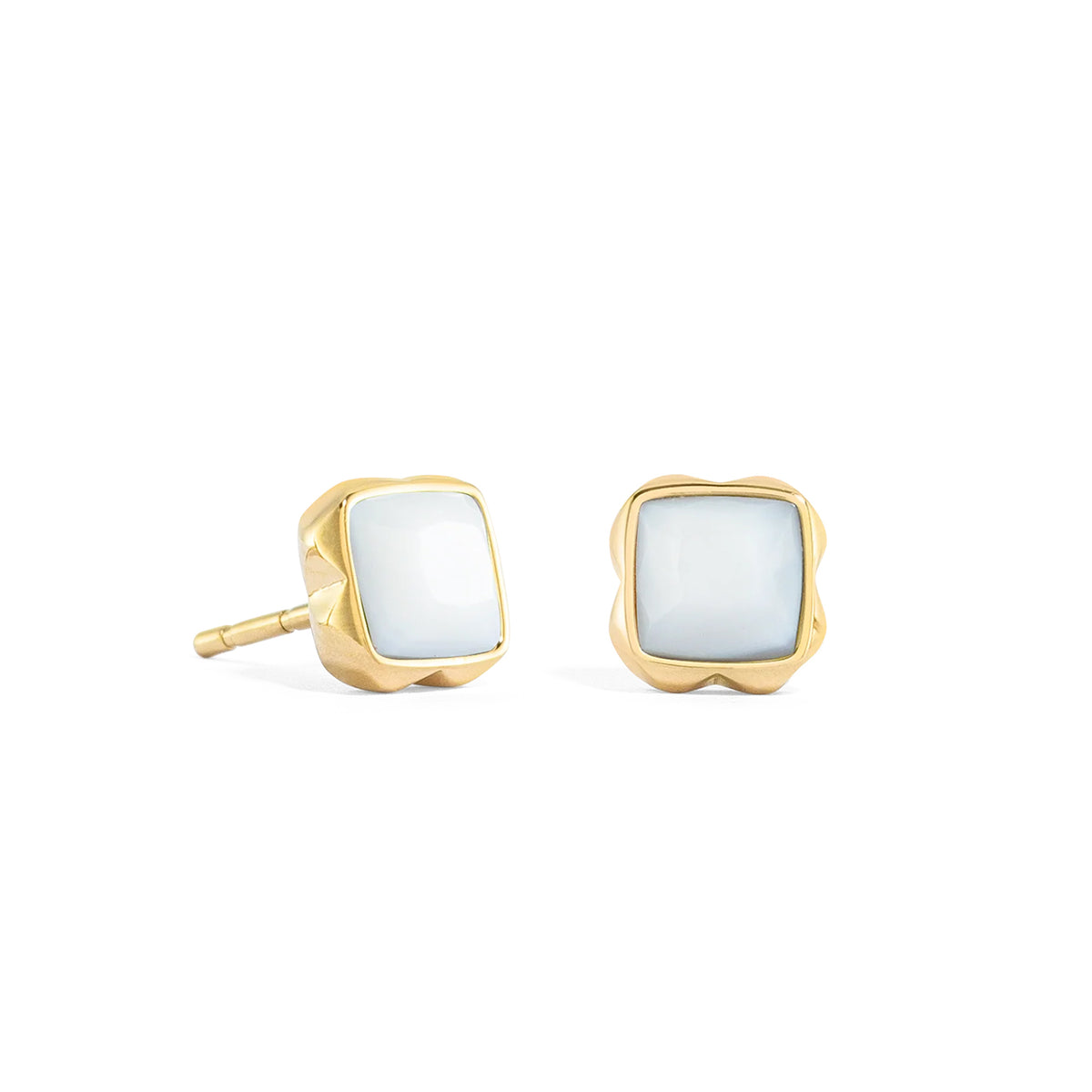 Coeur de Lion White Quartz Gold Plated Stud Earrings