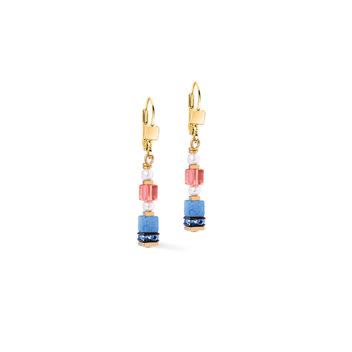 Coeur de Lion Sparkling Princess Spikes Gold Plated Multicolour Drop Earrings