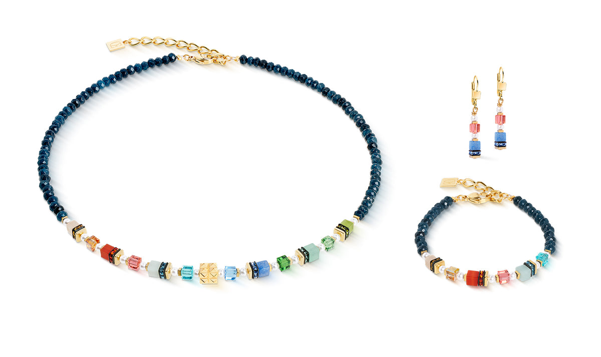 Coeur de Lion Sparkling Princess Spikes, Gold Plated & Multicolour Bracelet