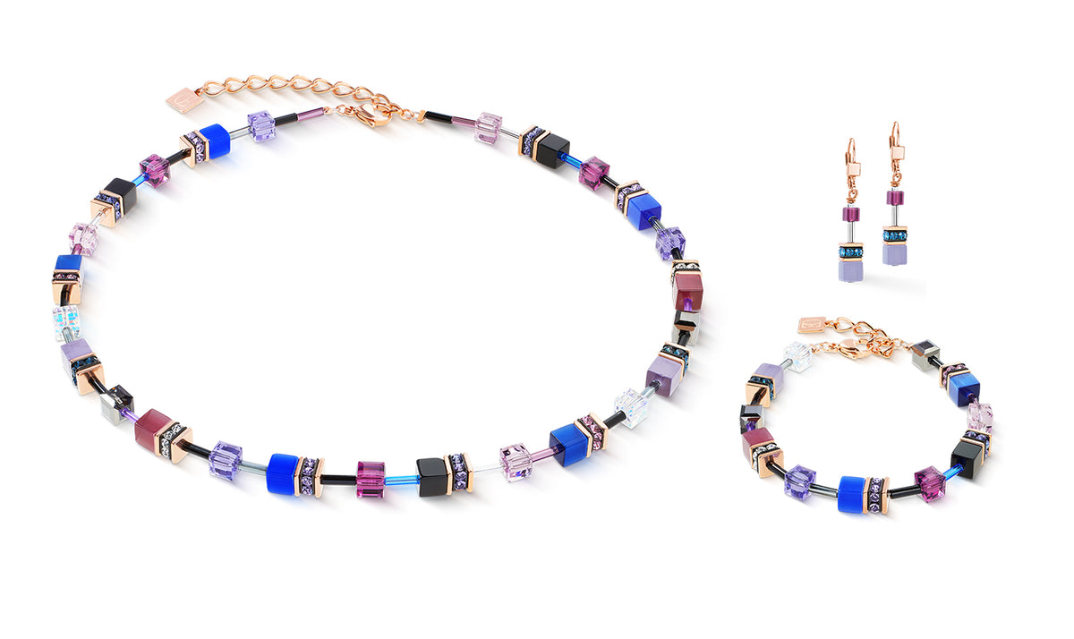 Coeur de Lion GeoCUBE® Iconic Blue Moon Rose Gold Plated Bracelet