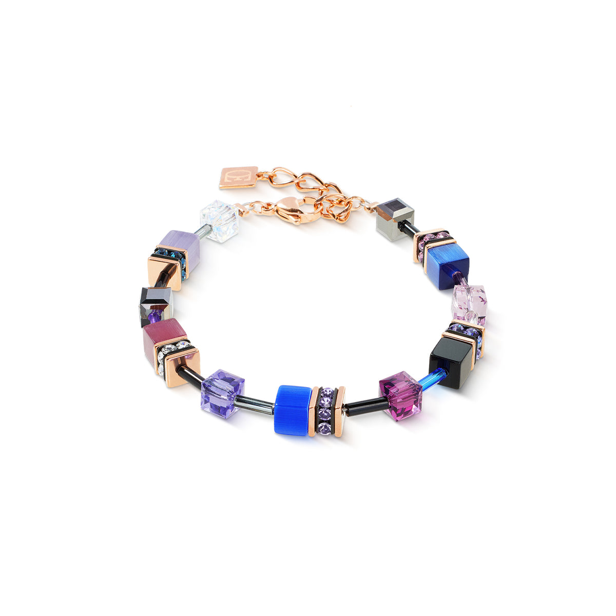 Coeur de Lion GeoCUBE® Iconic Blue Moon Rose Gold Plated Bracelet