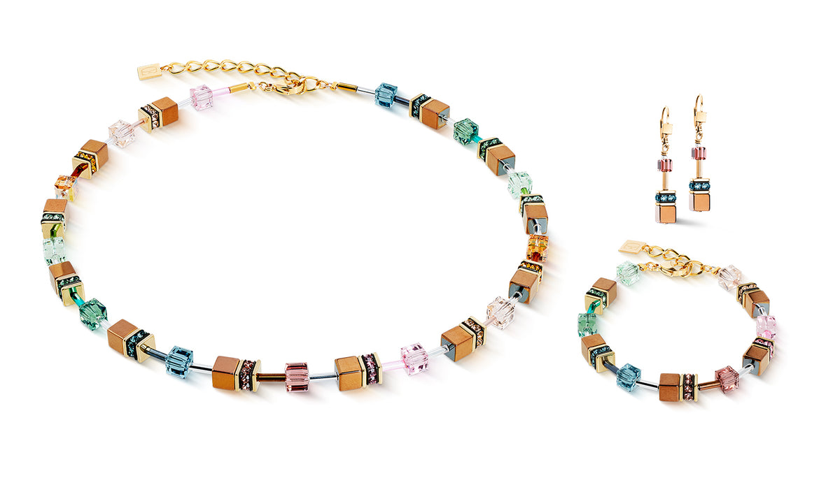 Coeur de Lion GeoCUBE® Iconic Metallic Art Nouveau Gold Plated Necklace