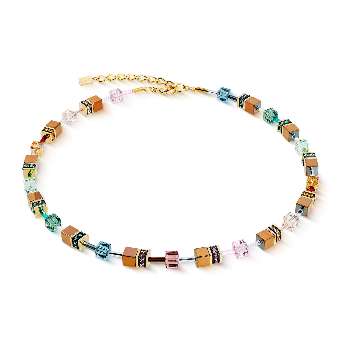 Coeur de Lion GeoCUBE® Iconic Metallic Art Nouveau Gold Plated Necklace