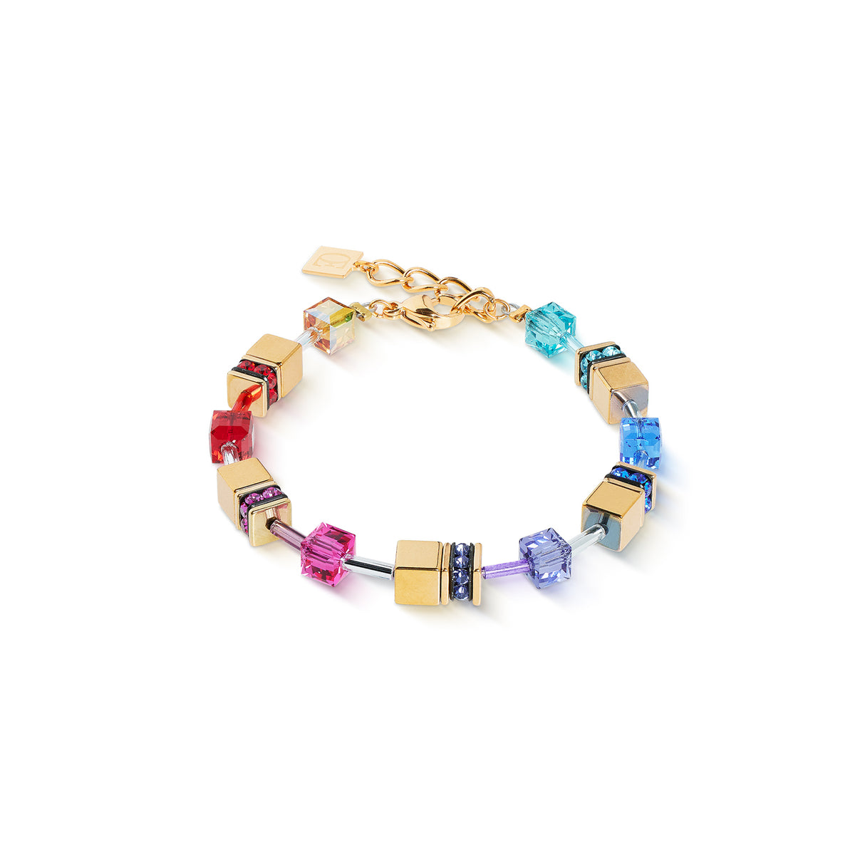 Coeur de Lion GeoCUBE Iconic Metallic Rainbow Gold Plated Bracelet