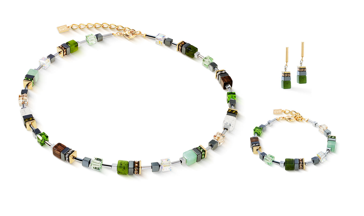 Coeur de Lion GeoCUBE Precious Motion Forest Light Gold Plated Necklace