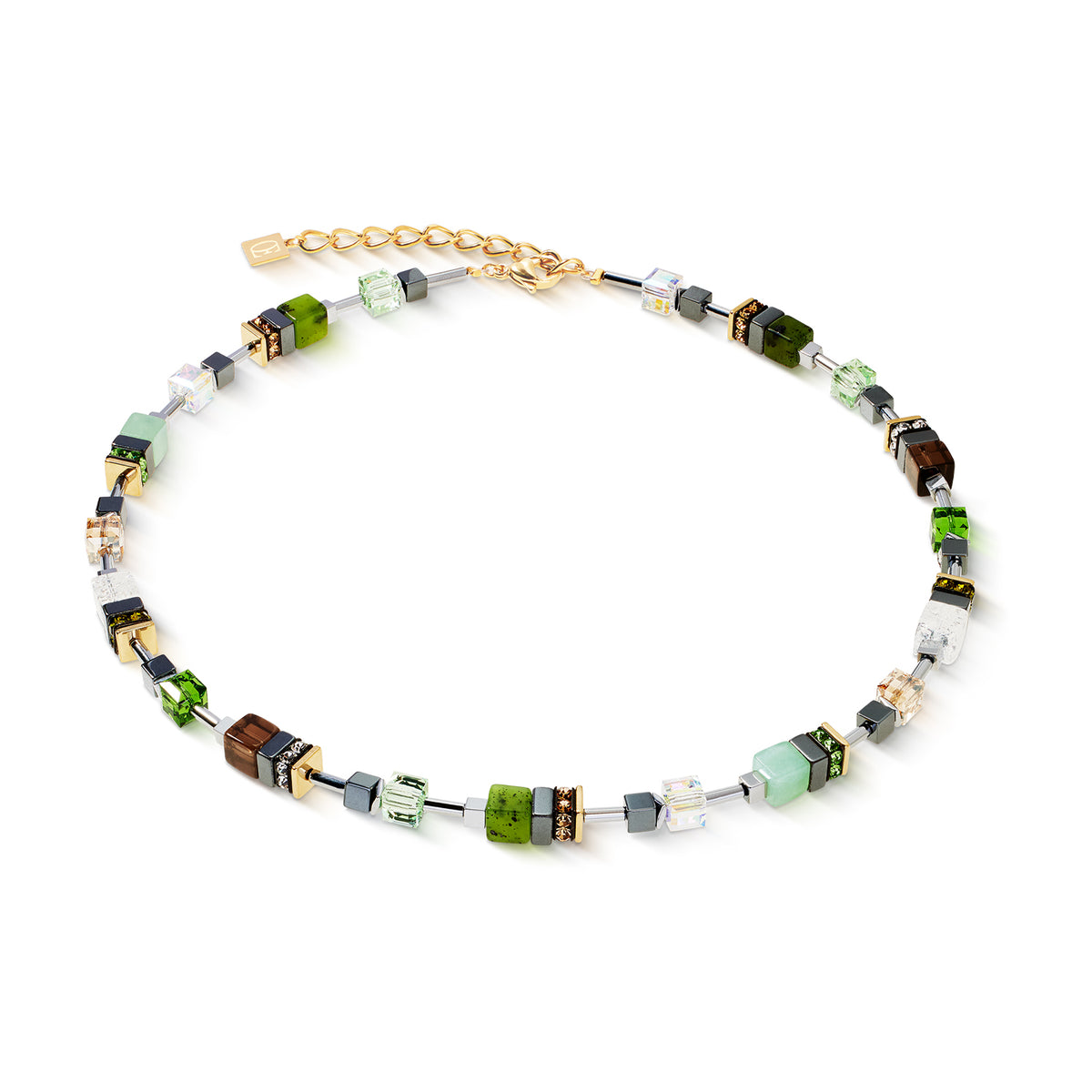 Coeur de Lion GeoCUBE Precious Motion Forest Light Gold Plated Necklace