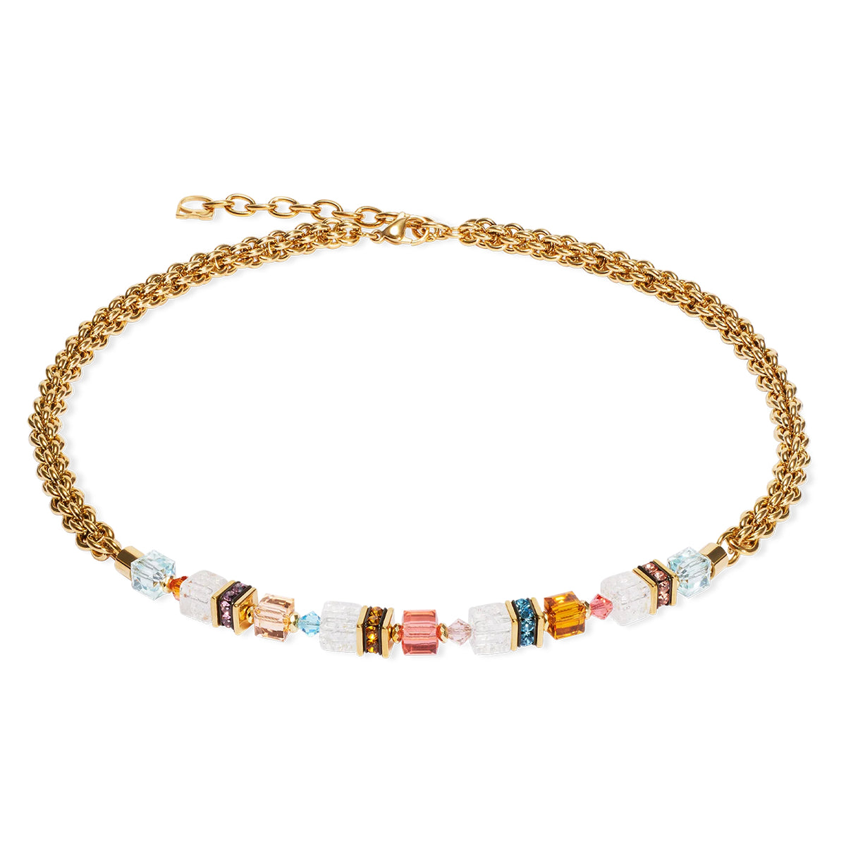 Coeur de Lion GeoCUBE® Fusion Summer Sunset Gold Plated Necklace