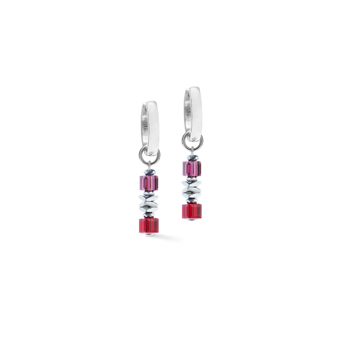 Coeur De Lion Red Wave Cube Flow Drop Earrings