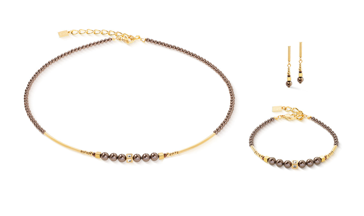 Coeur De Lion Shimmering Brown Princess Syn. Pearls Necklace