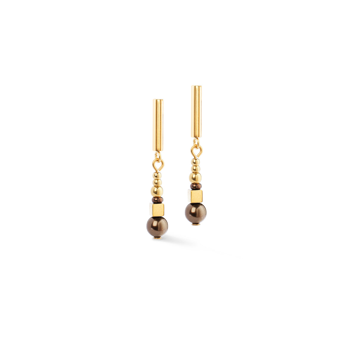 Coeur De Lion Shimmering Brown Princess Syn. Pearl Earrings