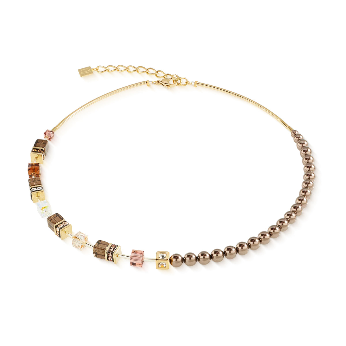 Coeur De Lion GeoCUBE® Mocha Mousse Precious Fusion Pearls Necklace