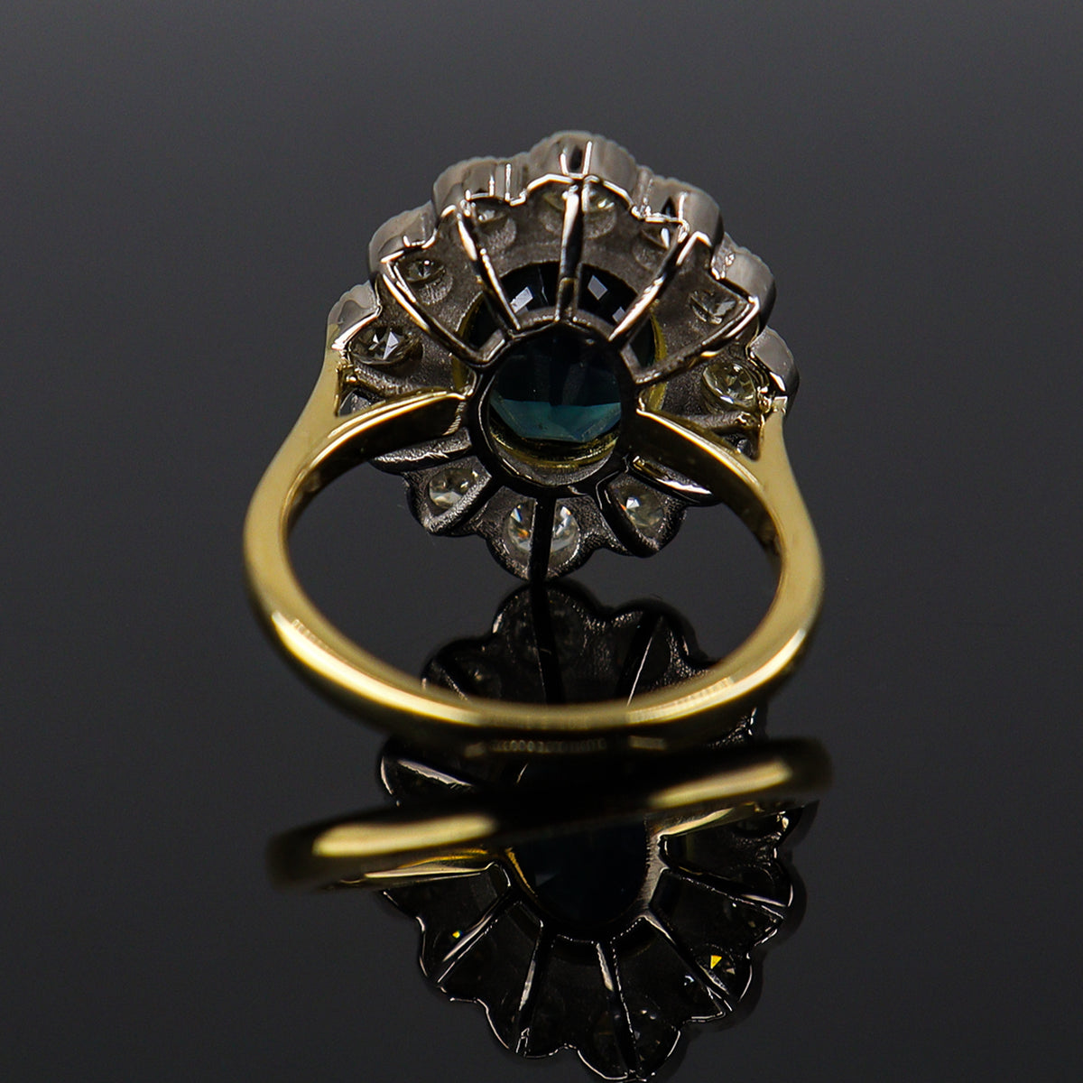 Pre-Owned 18ct Gold Teal Sapphire & Diamond Cluster Ring