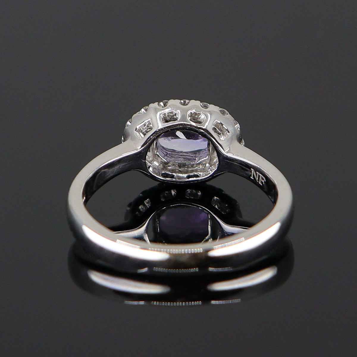 Pre-Owned 18ct White Gold Oval Tanzanite & Diamond Cluster Ring