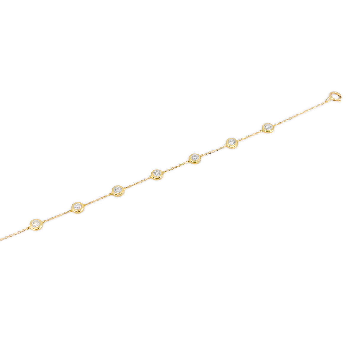 18ct Yellow Gold Illusion-Set Diamond 0.20ct TDW Rub-Over Station Bracelet