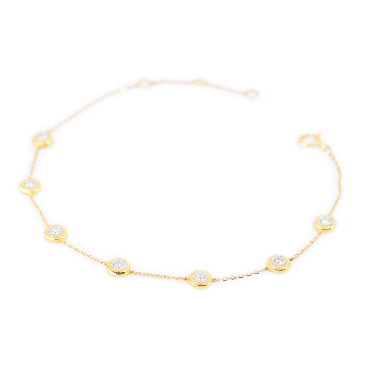 18ct Yellow Gold Illusion-Set Diamond 0.20ct TDW Rub-Over Station Bracelet