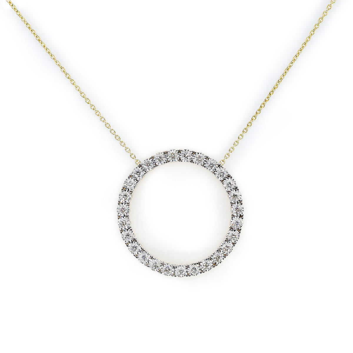 Pre-Owned 9ct Yellow Gold Open Circle Diamond Ap. 0.50ct Necklace