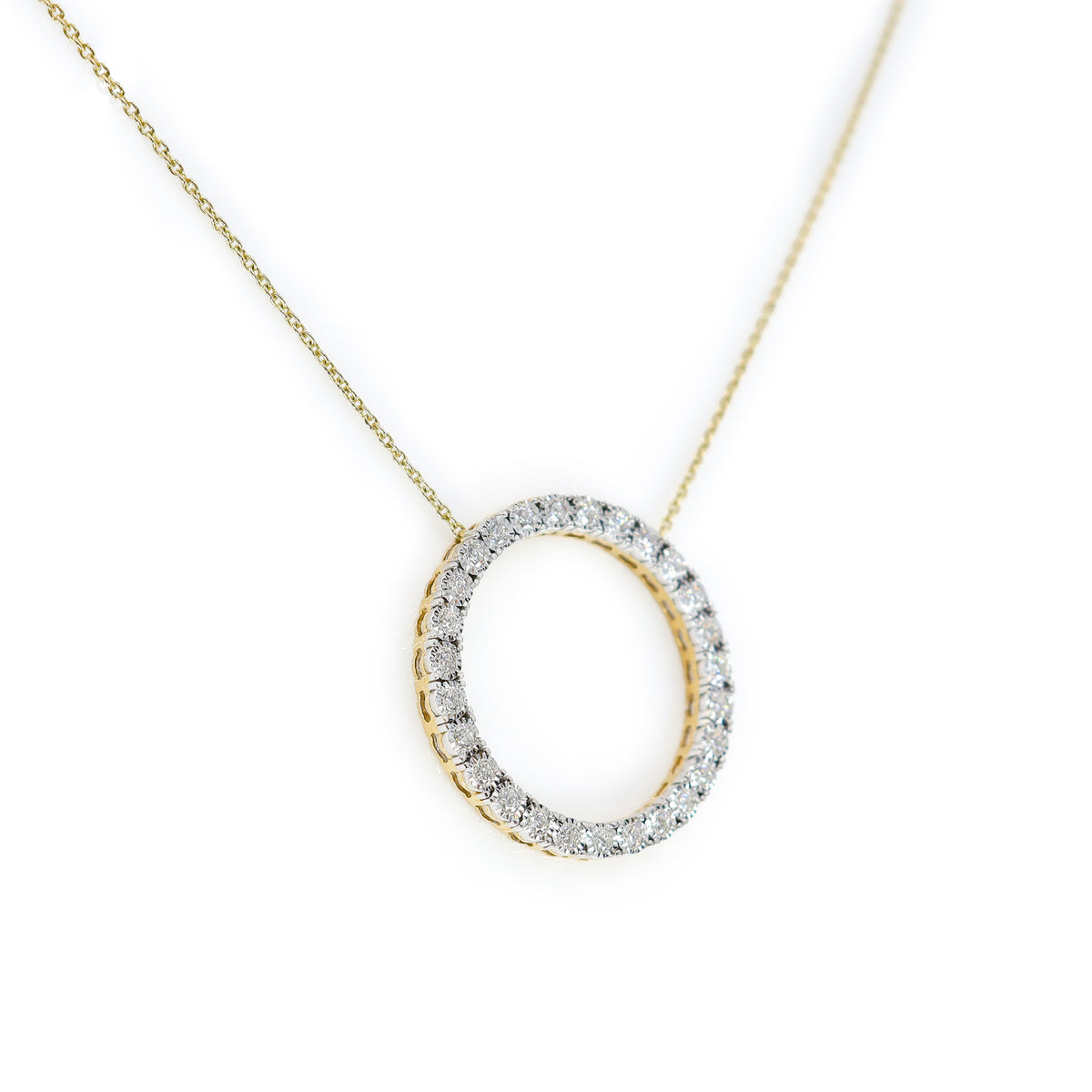 Pre-Owned 9ct Yellow Gold Open Circle Diamond Ap. 0.50ct Necklace
