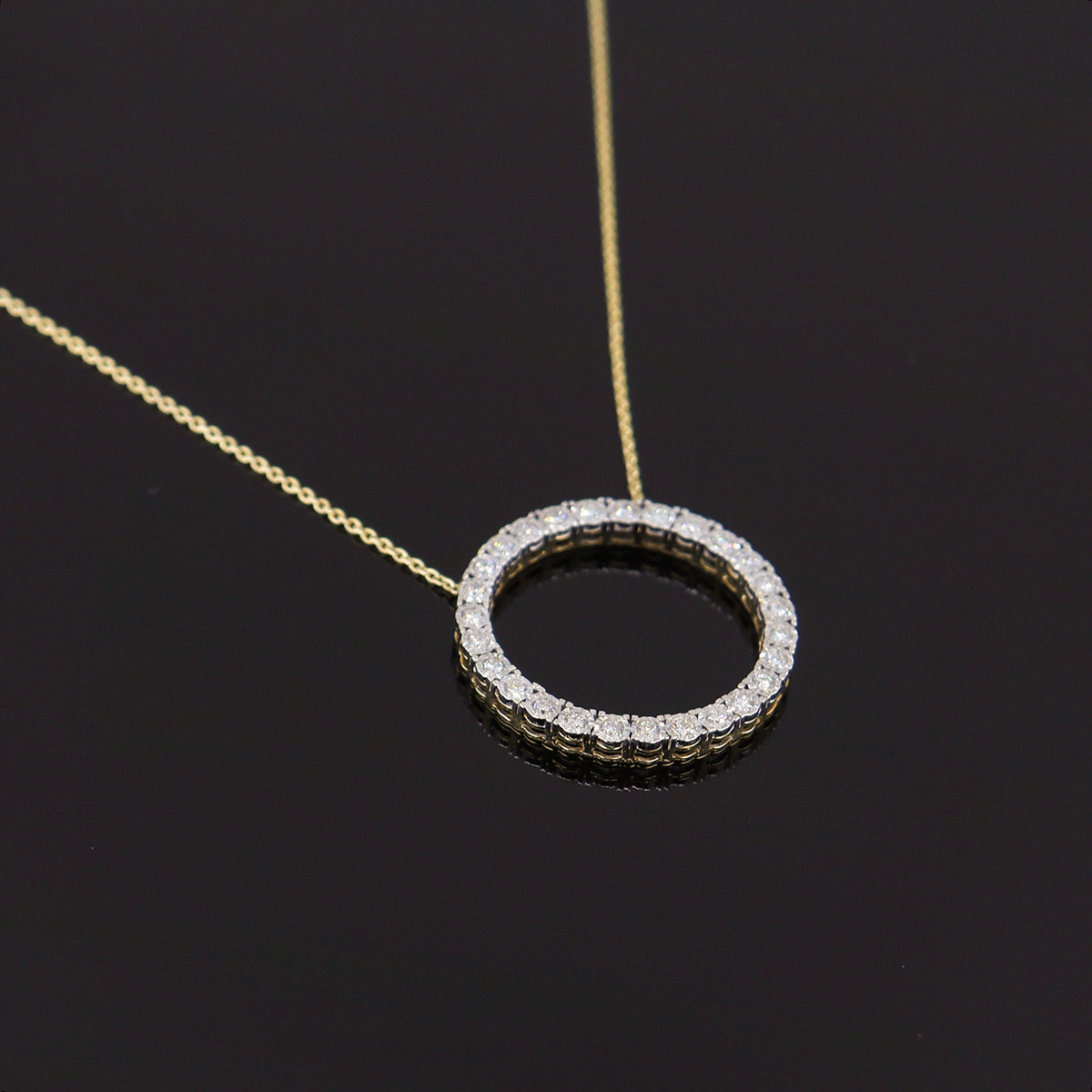 Pre-Owned 9ct Yellow Gold Open Circle Diamond Ap. 0.50ct Necklace