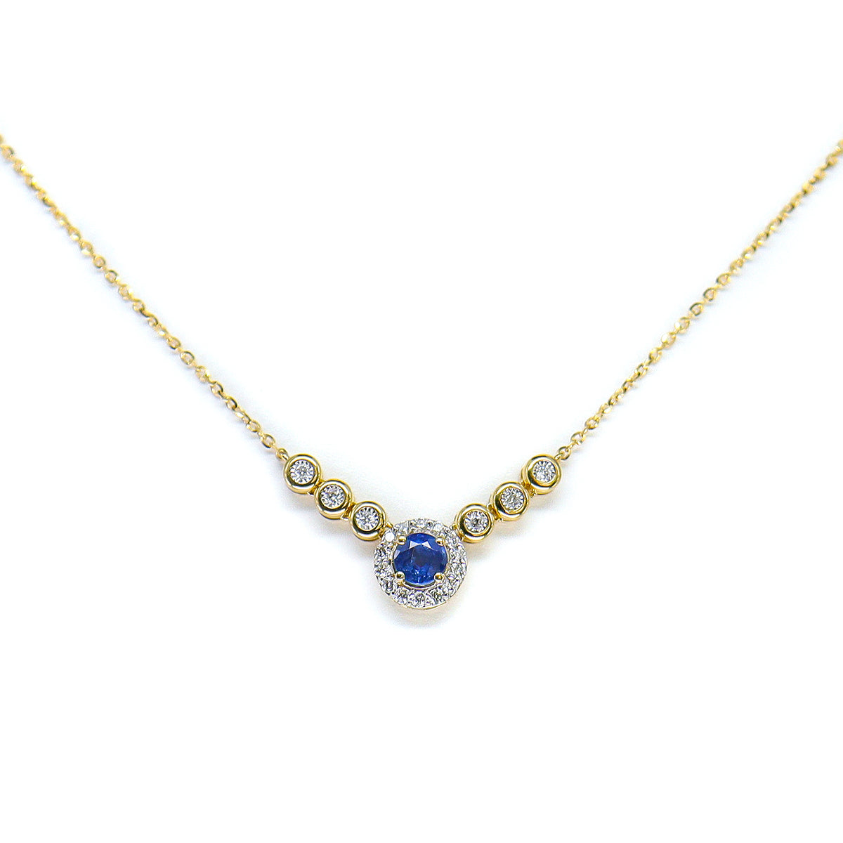 Pre-Owned 18ct Yellow Gold Sapphire & Diamond Necklace