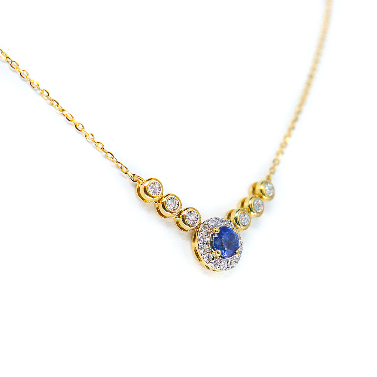 Pre-Owned 18ct Yellow Gold Sapphire & Diamond Necklace