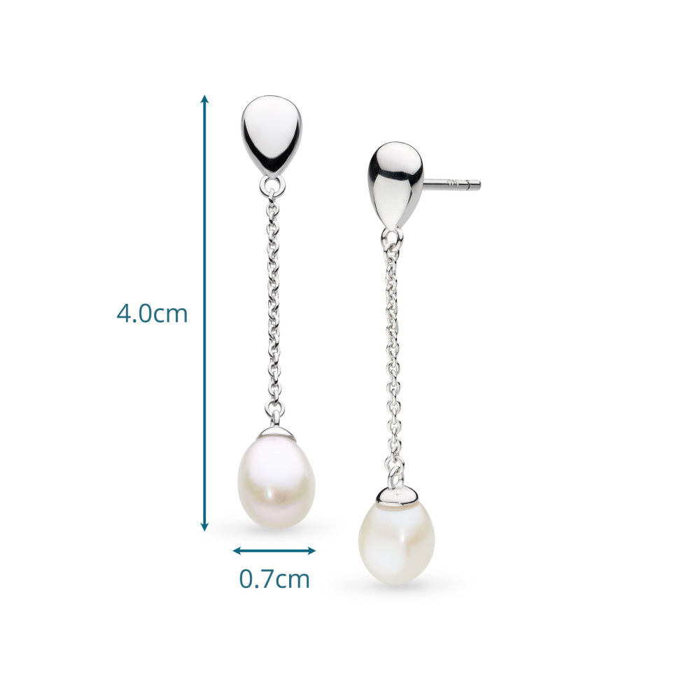 Kit Heath Coast Pebble Pearl Chain Stud Drop Earrings
