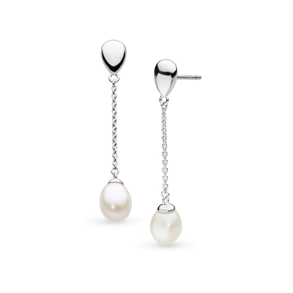Kit Heath Coast Pebble Pearl Chain Stud Drop Earrings
