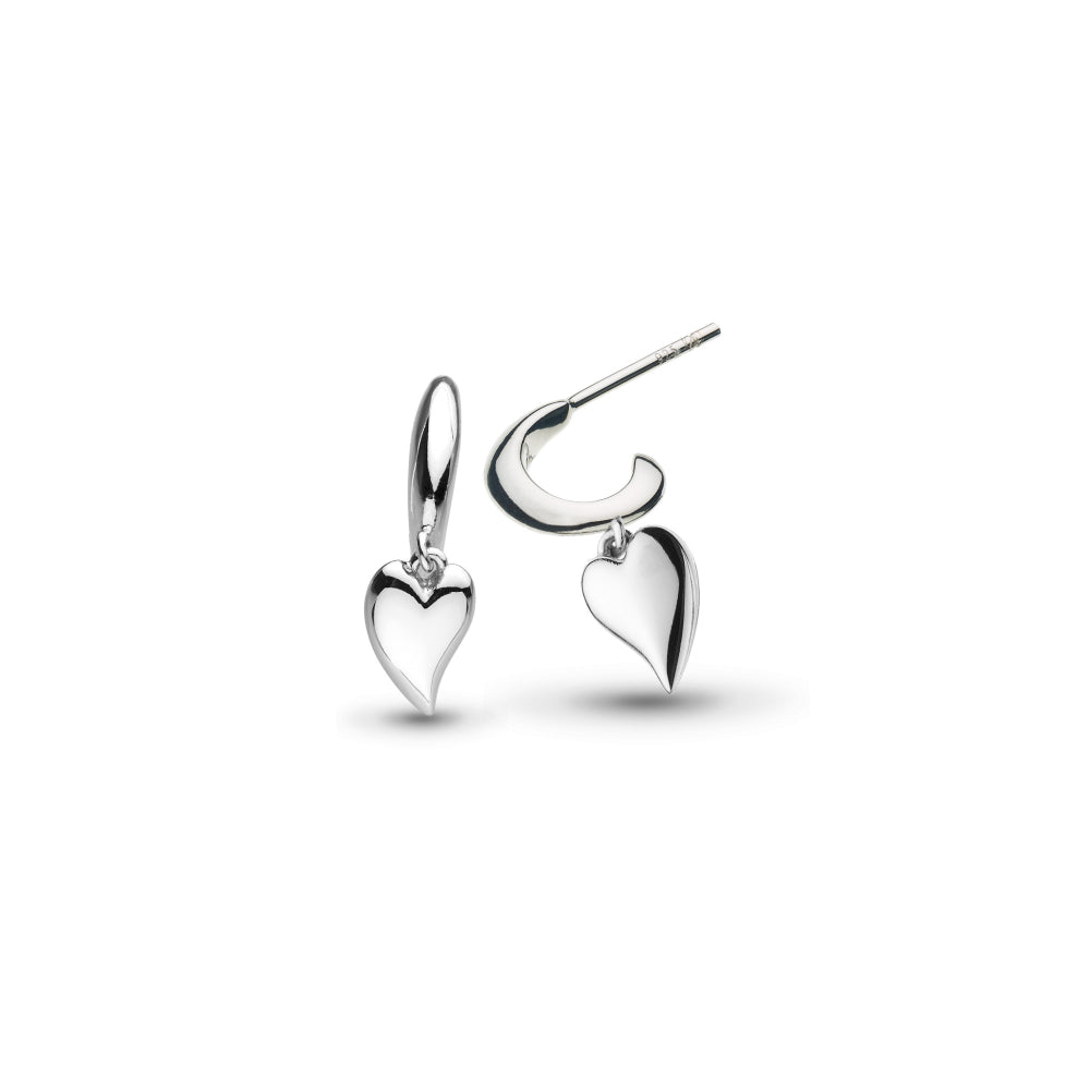 Kit Heath Desire Kiss Mini Heart Semi Hoop Stud Drop Earrings