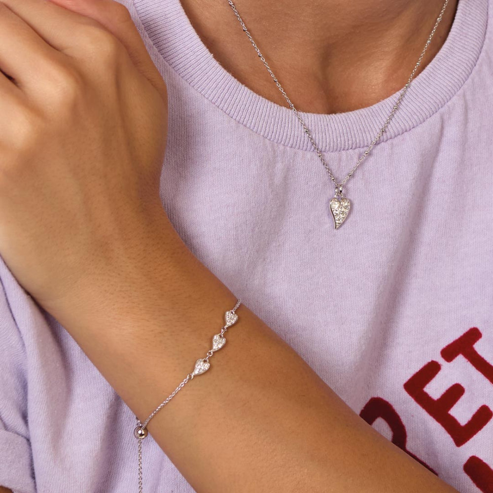 Kit Heath Desire Kiss Precious Pavé Heart Triplet Slider Bracelet