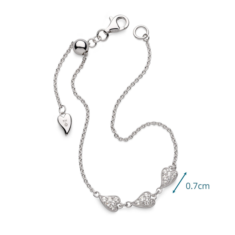 Kit Heath Desire Kiss Precious Pavé Heart Triplet Slider Bracelet