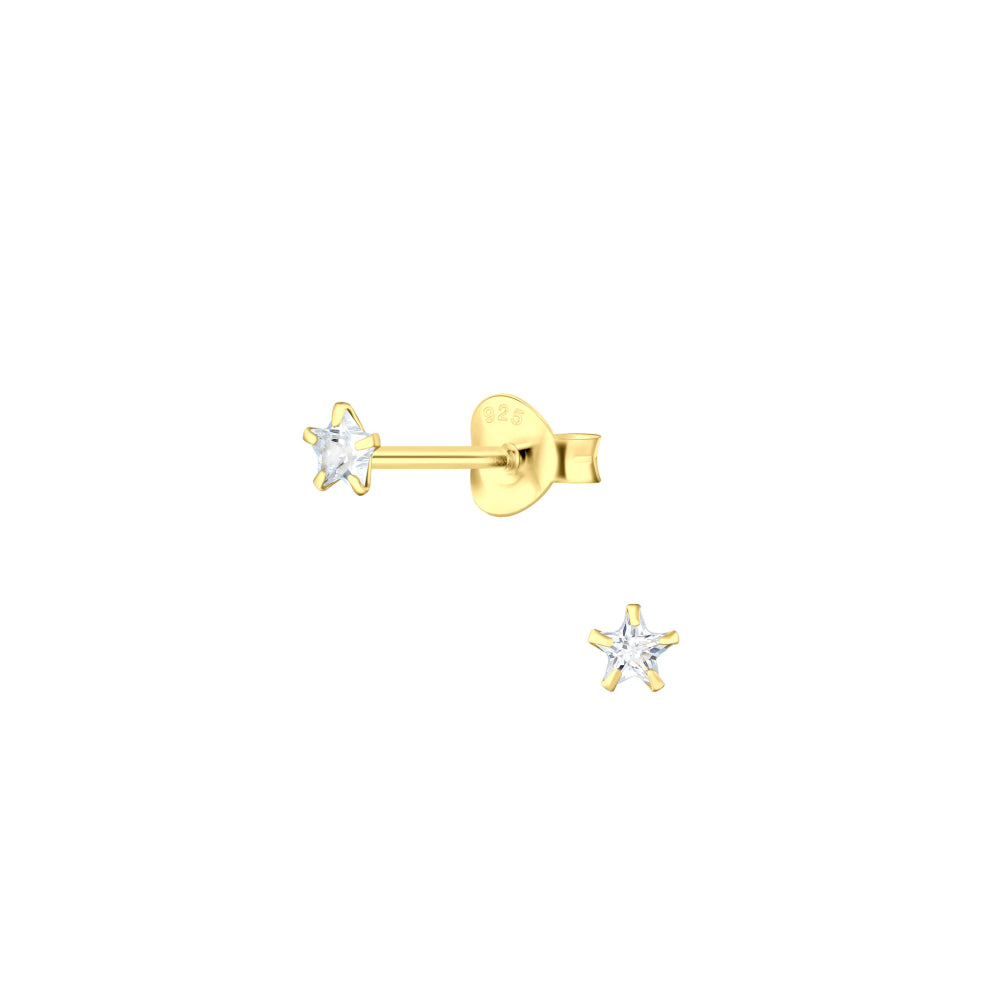 Dew Gold Plated Cubic Zirconia Petite Star Stud Earrings