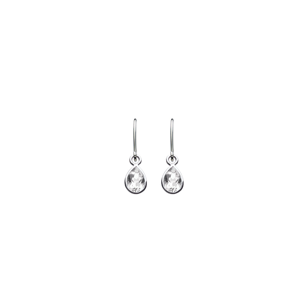 Dew Sterling Siver Teardrop Cubic Zirconia Hookwire Drop Earrings