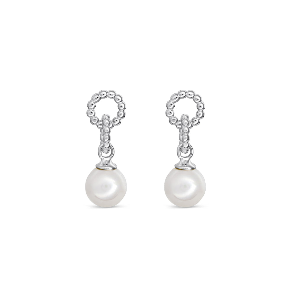 Dew Sterling Silver Shell Pearl Drop Earrings